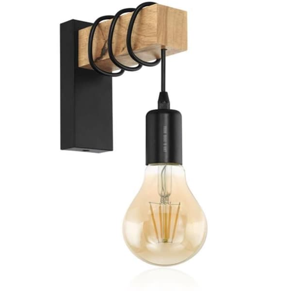 TD® AuTech® 2 st Trä och metall inomhus vägglampa E27 vintage retro dekoration för korridor hemma bar café utan glödlampa