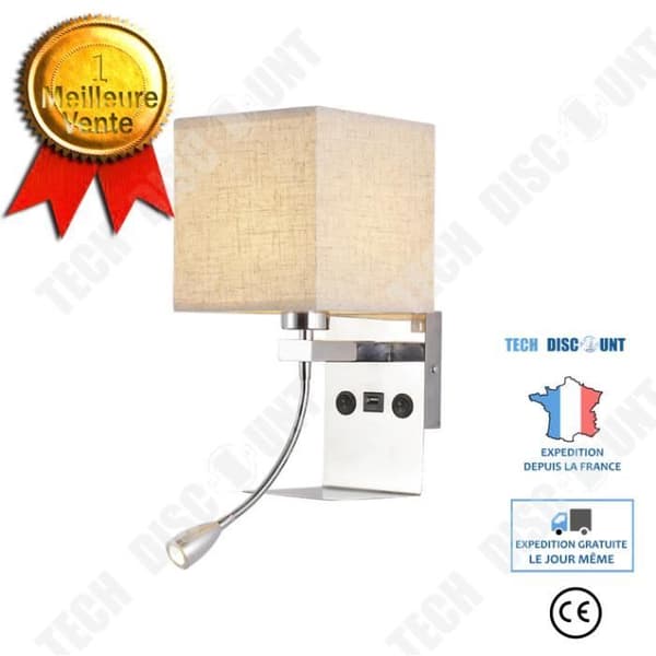 TD® Enkel vägglampa Nordic creative USB-laddning sänglampa för sovrum