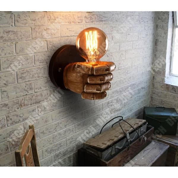 TD® Sconce Lampa Industriell Loft Antik Vintage Retro Stil Handmålad - Vägglampa imiterat handtag - Brun