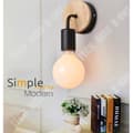 Miniatyrbild 2 av 4: TD® COREP Vägglampa Berkley rund fot i patinerat naturträ och målad metall - E27 40 W - Svart