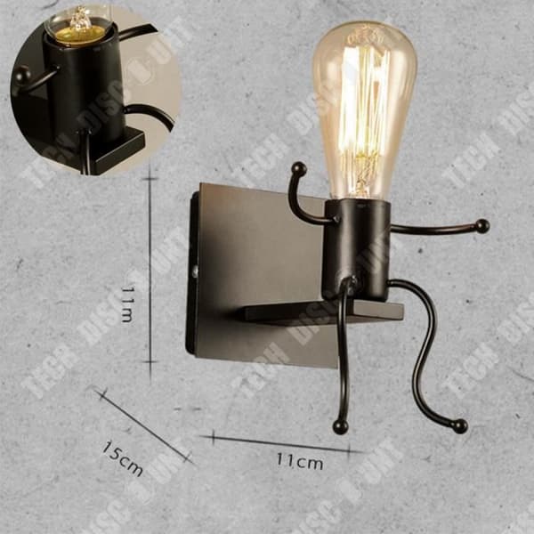 TD® Väggfäste för glödlampa smidesjärn retro sovrum sänggång enkel kreativ kraft svart original design salo
