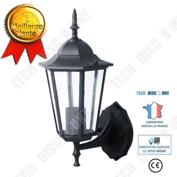TD® Vägglampa svart aluminium utomhusbelysning trädgård terrass fasad IP44-Extern dekoration tillbehör