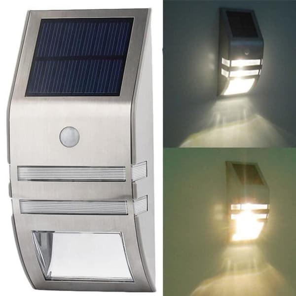 LED Solar Vägglampa - 2ST - Rörelsesensor - Svart och vit - Utomhusbelysning - 5 meter