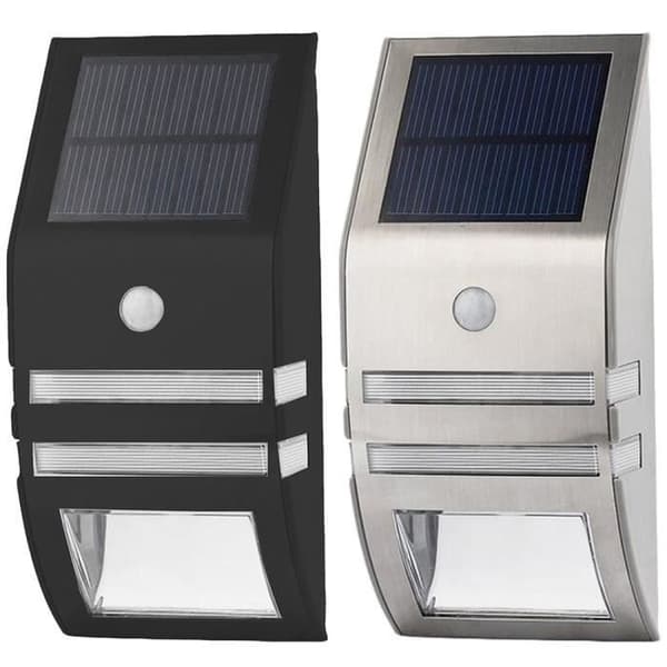 LED Solar Vägglampa - 2ST - Rörelsesensor - Svart och vit - Utomhusbelysning - 5 meter