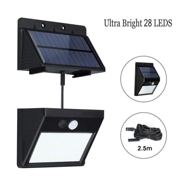 Ototon® 28 LED-soldriven utomhus vattentät 120° vidvinkel rörelsesensorljus med 3 lägen för uteplats med trädgård