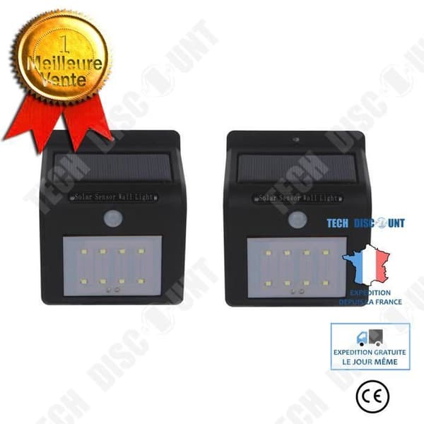 TD® paket med 2 8 LED Solar Vägglampa Utomhus Solar Lamp Trådlös vattentät vägglampa för trädgård, uteplats, gård,