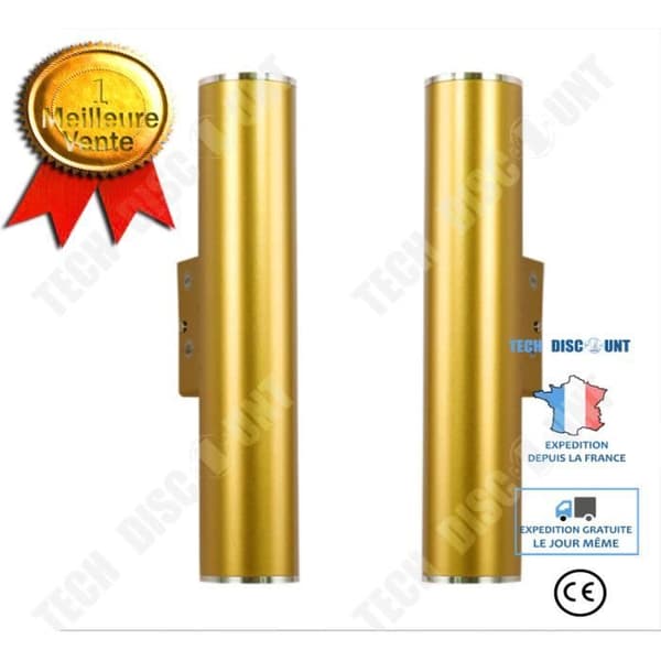 TD® Trio-Lights Trio Lights metallvägglampa, GU10, 1 W, guld, 10 x 6 x 16,5 cm - 206400279 Cleo