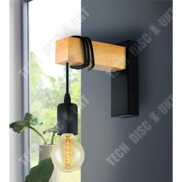 TD® TOWNSHEND Vägglampa - Trä och stål - Svart - H21 cm