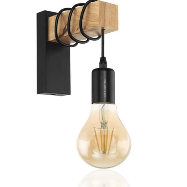 TD® TOWNSHEND Vägglampa - Trä och stål - Svart - H21 cm