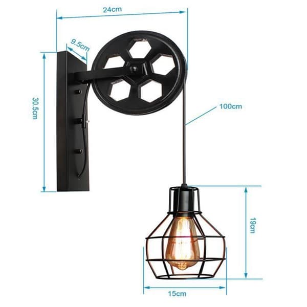 TD® UNI Set med 2 Retro Vintage Industriell Remskiva Vägglampa E27 40W