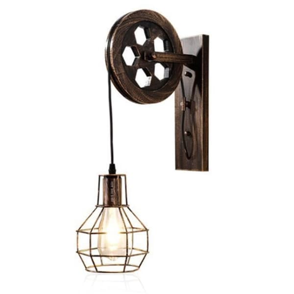 TD® UNI Set med 2 Retro Vintage Industriell Remskiva Vägglampa E27 40W