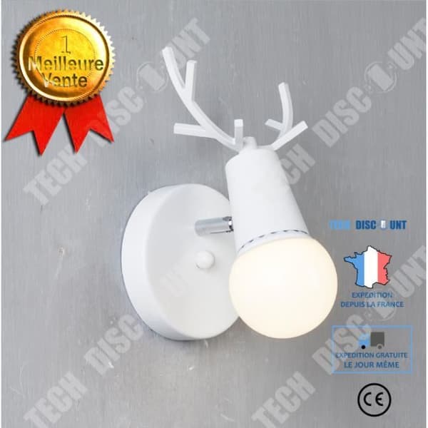 TD® Unny Loft Vintage Vägglampa Järn Rustik Retro Metall Lampetter Vit