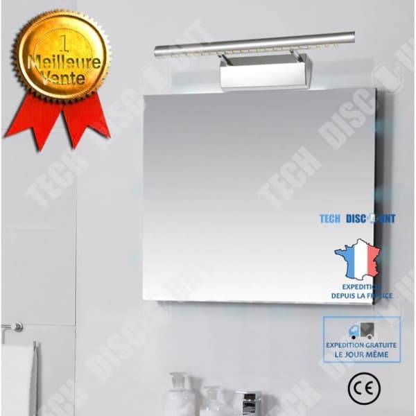 TD® 7W 85V-265V rostfritt stål badrumsvägglampa LED spegelljus med strömbrytare (varmvit)