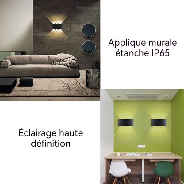 TD® Utomhus Vattentät IP65 Vägglampa LED Vägglampa Modern inomhus- och utomhusdekor Upp och ner Dubbelhuvud - Svart - JB