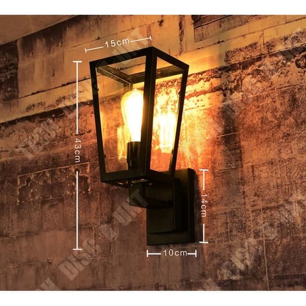 Vägglampa - TD® - Retro - Metall - Svart - E27 - 15x30cm