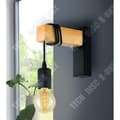 Miniatyrbild 2 av 4: TD® DETROIT Industriell vägglampa i trä - 6 x 15 x H20 - Svart - E27 40W dekorativ glödlampa ingår
