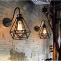 Miniatyrbild 1 av 4: TD® iDEGU Set med 2 svart järn Metall Diamantformad vägglampa, smidesbur Lampskärm Ljuskrona Industriell retrolampa E27 för Cu