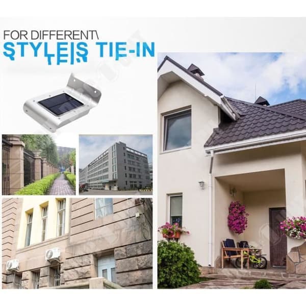 TD® 16 LED Solar Motion Sensor Light (900 mAh batteri. Räckvidd 3 meter. 12 timmars autonomi) - Silver (Pack of 4 uns)