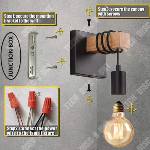 TD® Modern minimalistisk trä smidesjärn vägglampa sovrum sängbord vardagsrum matsal barbelysning dekorativ lampa