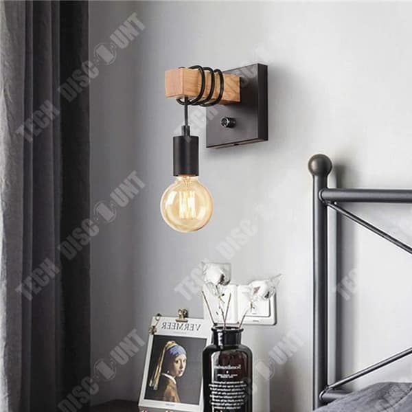 TD® Modern minimalistisk trä smidesjärn vägglampa sovrum sängbord vardagsrum matsal barbelysning dekorativ lampa