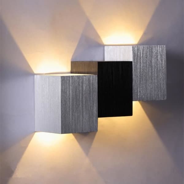 LED vägglampa i aluminium - TOMTOP - Fyrkantig - Svart - 40W - E27 - Utomhus