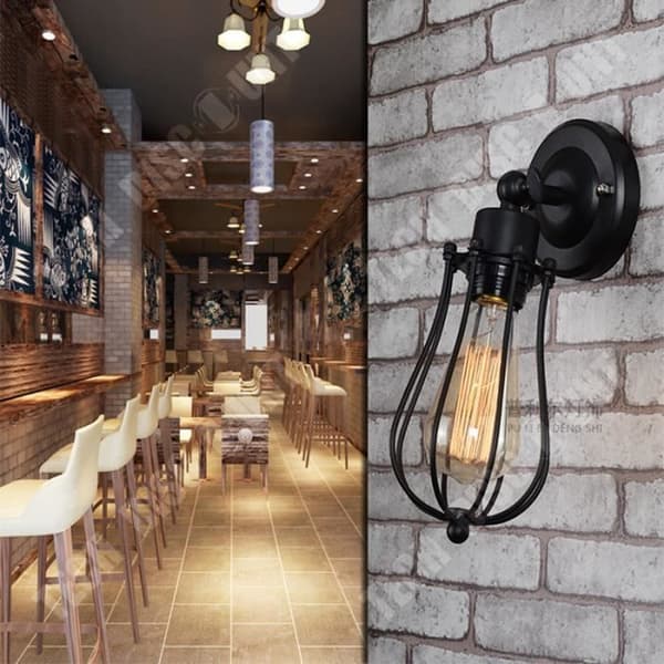 TD® Retro Industriell Vägglampa Ljusarmatur Justerbar Metallbur Inomhusvägglampa Hem Retro Lampa Svart Svart