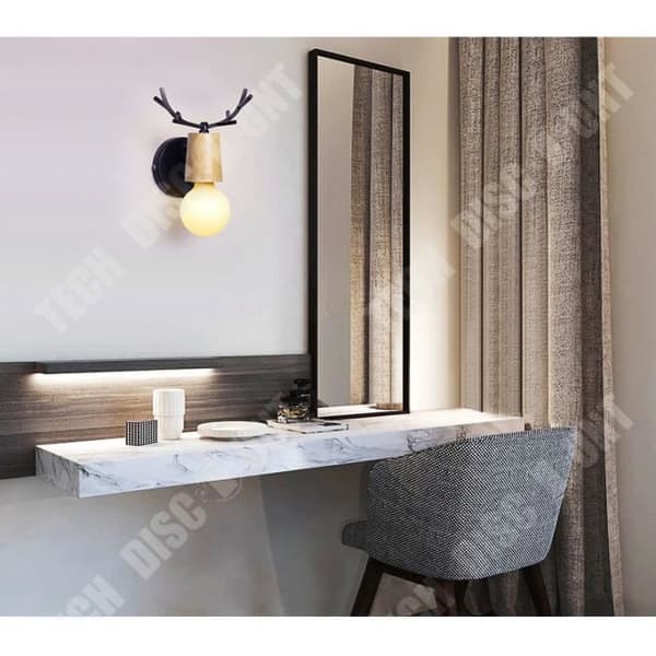 TD® Unny Lampa 2ST Trävägglampathuvud Rådjursform Retro Svart E27