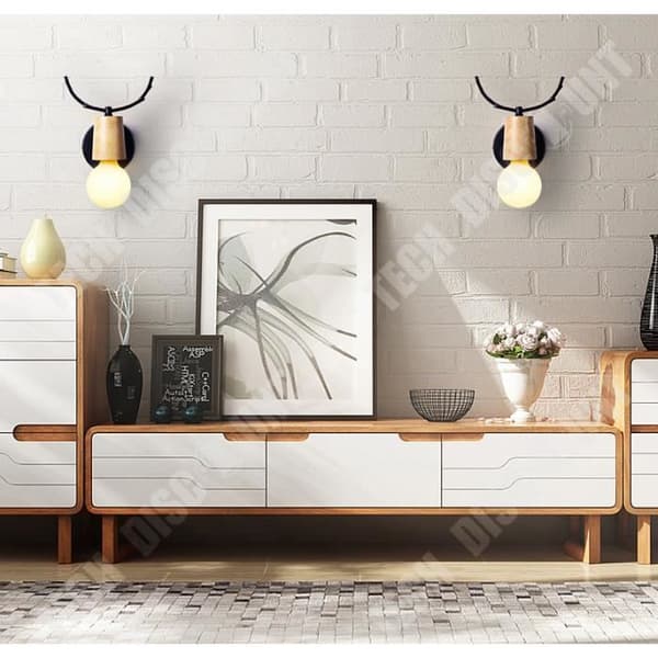 TD® Unny Lampa 2ST Trävägglampathuvud Rådjursform Retro Svart E27