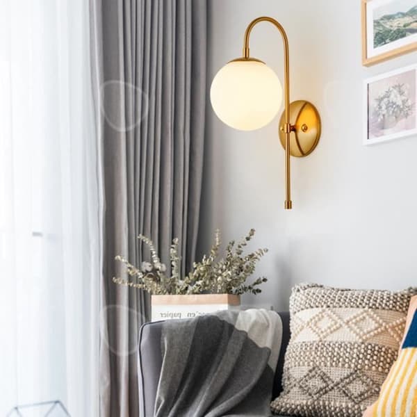 CONFO® Glasvägglampa mjölkvit LED-lampa modern nordisk stil minimalistisk bakgrundsvägg för sovrum och vardagsrum
