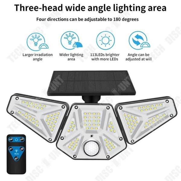 TD® Tre-Head Solar Wall Light Sensor Light Garage Light Utomhus Trädgårdsbelysning Utomhusljus