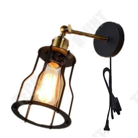 TD® UNI Set med 2 Industrial Vintage inomhus vägglampa ljusarmatur svart metall diamantburbelysning