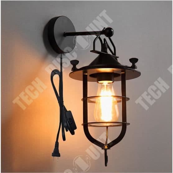 TD® UNI Set med 2 Industrial Vintage inomhus vägglampa ljusarmatur svart metall diamantburbelysning