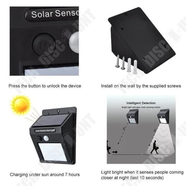 TD® utomhus vattentät 120° vidvinkel rörelsesensor LED-solljus med 3 lägen för trädgårdsuteplats uteplats Yard uppfart