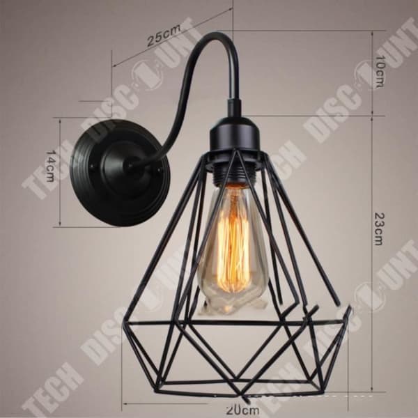 TD® 2-pack vägglampa Vintage industriell svart diamantbur metall taklampa retro lampat dekoration