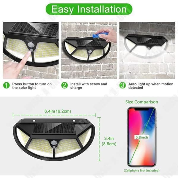 TD® DIY MORE Outdoor Solar Light 100led, 9 Pack Outdoor Solar Light Rörelsesensor Belysning 270° Vattentät för Ja