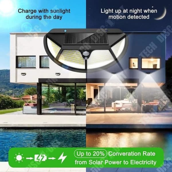 TD® DIY MORE Outdoor Solar Light 100led, 9 Pack Outdoor Solar Light Rörelsesensor Belysning 270° Vattentät för Ja
