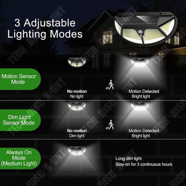 TD® DIY MORE Outdoor Solar Light 100led, 9 Pack Outdoor Solar Light Rörelsesensor Belysning 270° Vattentät för Ja