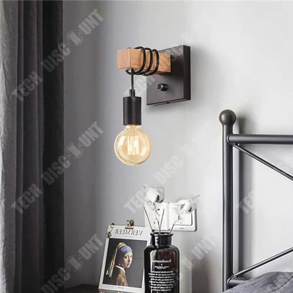 TD® Modern minimalistisk trä smidesjärn vägglampa sovrum sängbord vardagsrum matsal barbelysning mode dekorativ lampa
