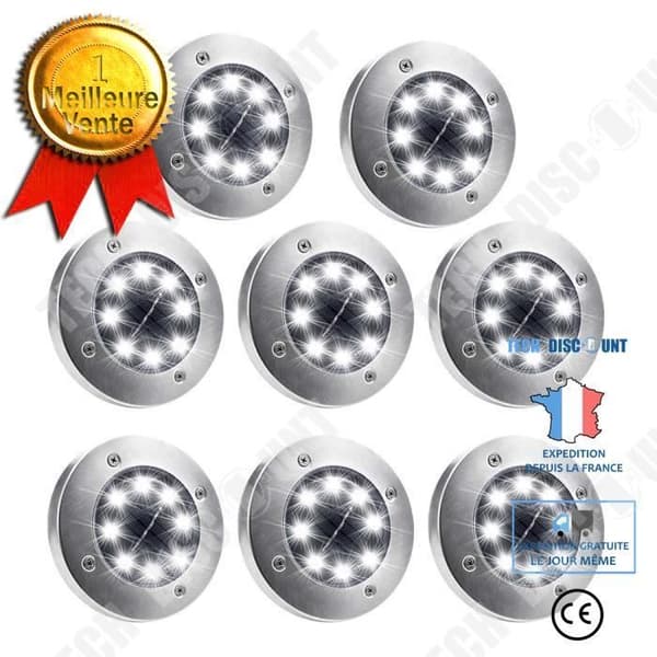 TD® 8 delar 8 LED Solar Powered Ground Light Garden - Vattentät utomhusbelysning med 8LED Solar Charging Ground Installation