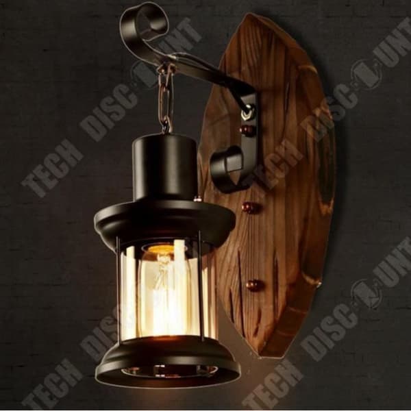 TD® Retro industriell stil vägglampa i massivt trä personlighet restaurang café kreativ gång dekorativ vägglampa