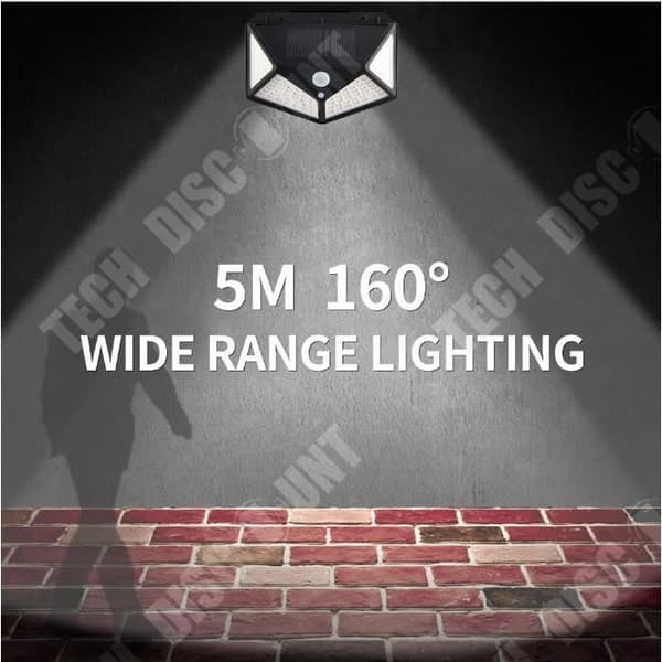 TD® 100LED solcellsuppladdningsbar vägglampa med fyra ljus kroppsinduktionslampa Utomhusbelysning Innergårdslampa mod