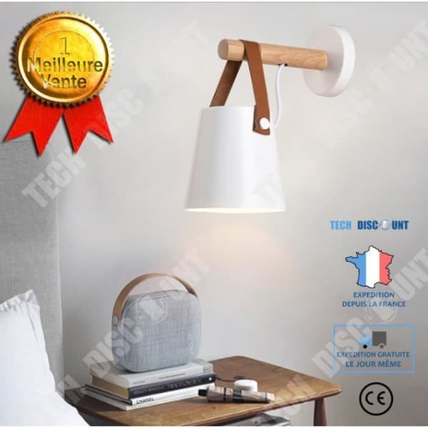 TD® Trä Led Vägglampa Säng Sänglampa Nattlampa Modern Home Vit