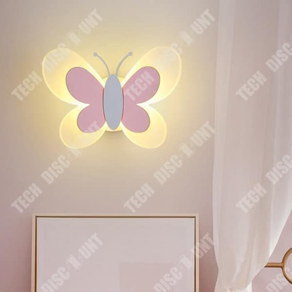 TD® Kreativ personlighet fjäril barnrum LED sänglampa sovrum bakgrund vägglampa (rosa + vit)