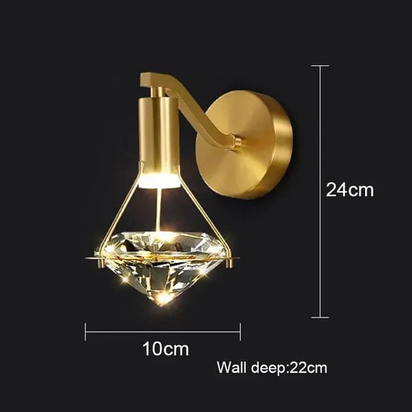 Diamant Crystal Vägglampa, Elegant Design, Energisnål LED,Vägglampa-A, 3 färger utbytbara