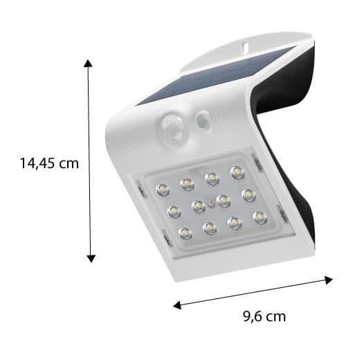 Solcell LED Vägglampa med Rörelseavkänning - GOOBAY - Glas PVC - Vit - 1,5W Vit
