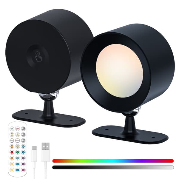 INF Hill Katteøje Natlampe - Sort - RGBCW - USB Genopladelig