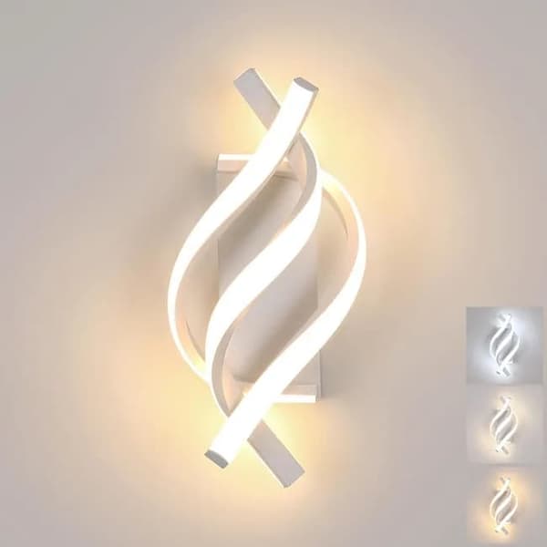 Modern spiral LED-vägglampa, inomhusbelysning och dekorationslampa i aluminium, lämplig för sovrum, korridorer och trappor Vit SZ3