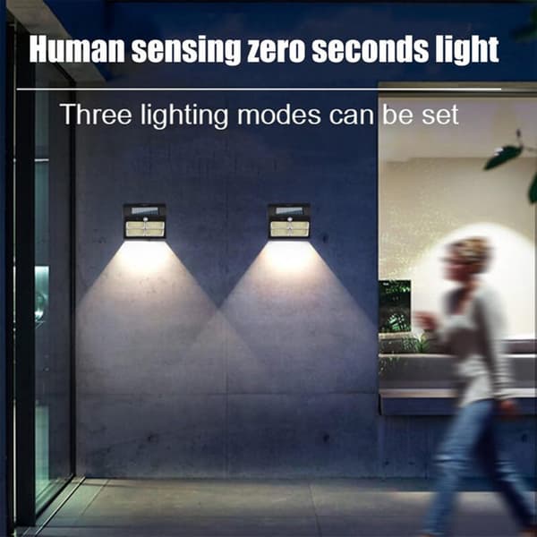 Solar Motion Sensor Væglamper, 3 tilstande, Vandtæt, Udendørs sikkerhedsbelysning