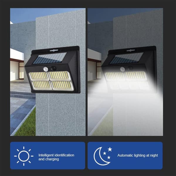 Solar Motion Sensor Væglamper, 3 tilstande, Vandtæt, Udendørs sikkerhedsbelysning
