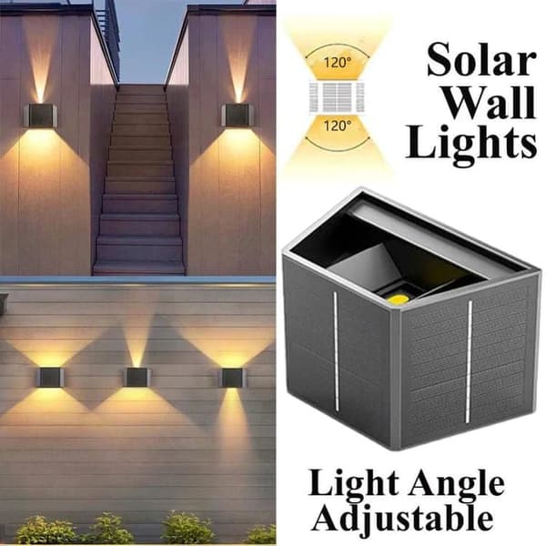 Moorle Solar ylös-alas seinävalaisimet, lämmin valkoinen, IP65 vedenpitävä, ulkoaidan sisustus